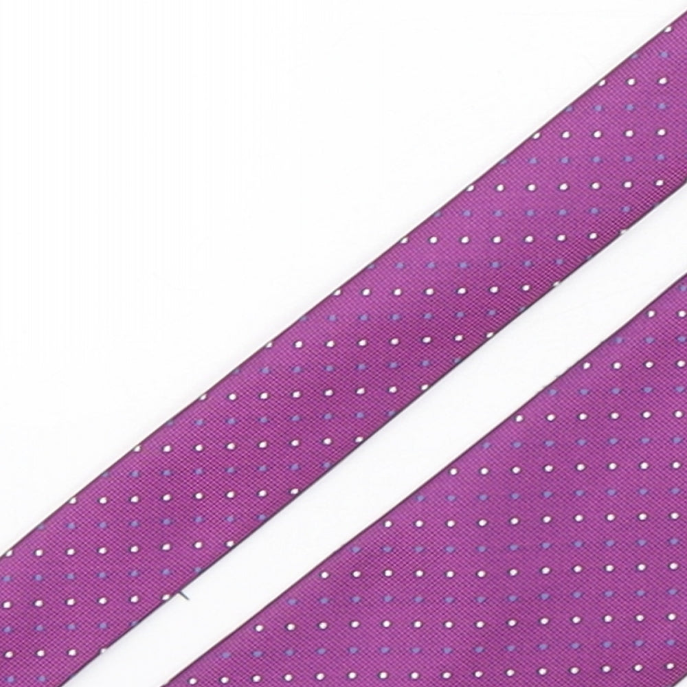 Thomas Nash  Mens Purple Polka Dot Polyester Pointed Tie One Size