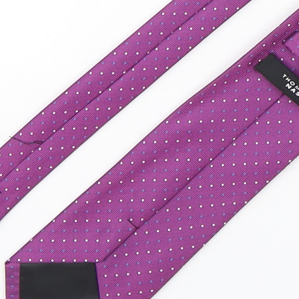 Thomas Nash  Mens Purple Polka Dot Polyester Pointed Tie One Size