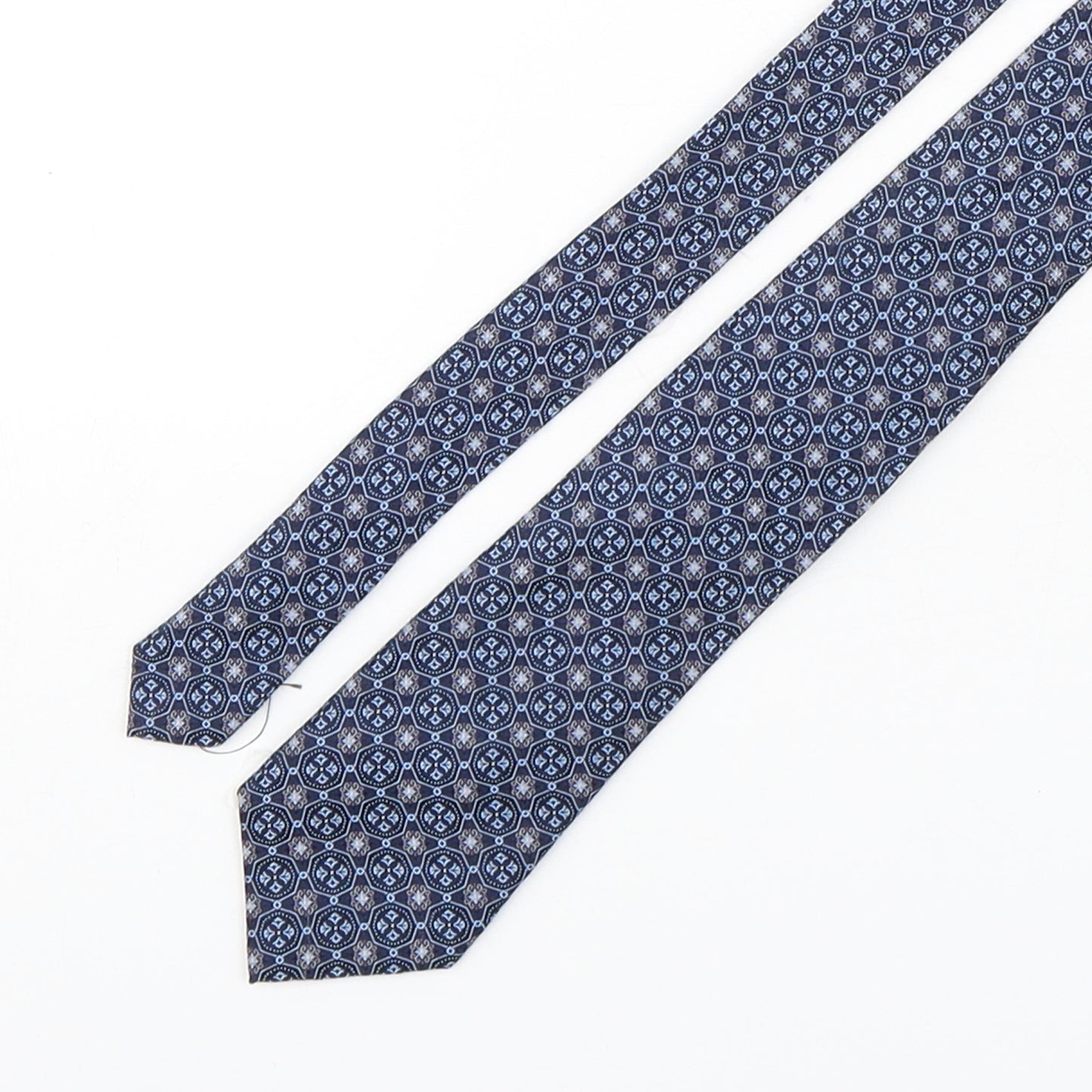 Collezione Mens Blue Geometric Silk Pointed Tie One Size