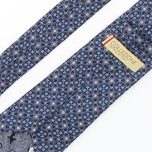 Collezione Mens Blue Geometric Silk Pointed Tie One Size