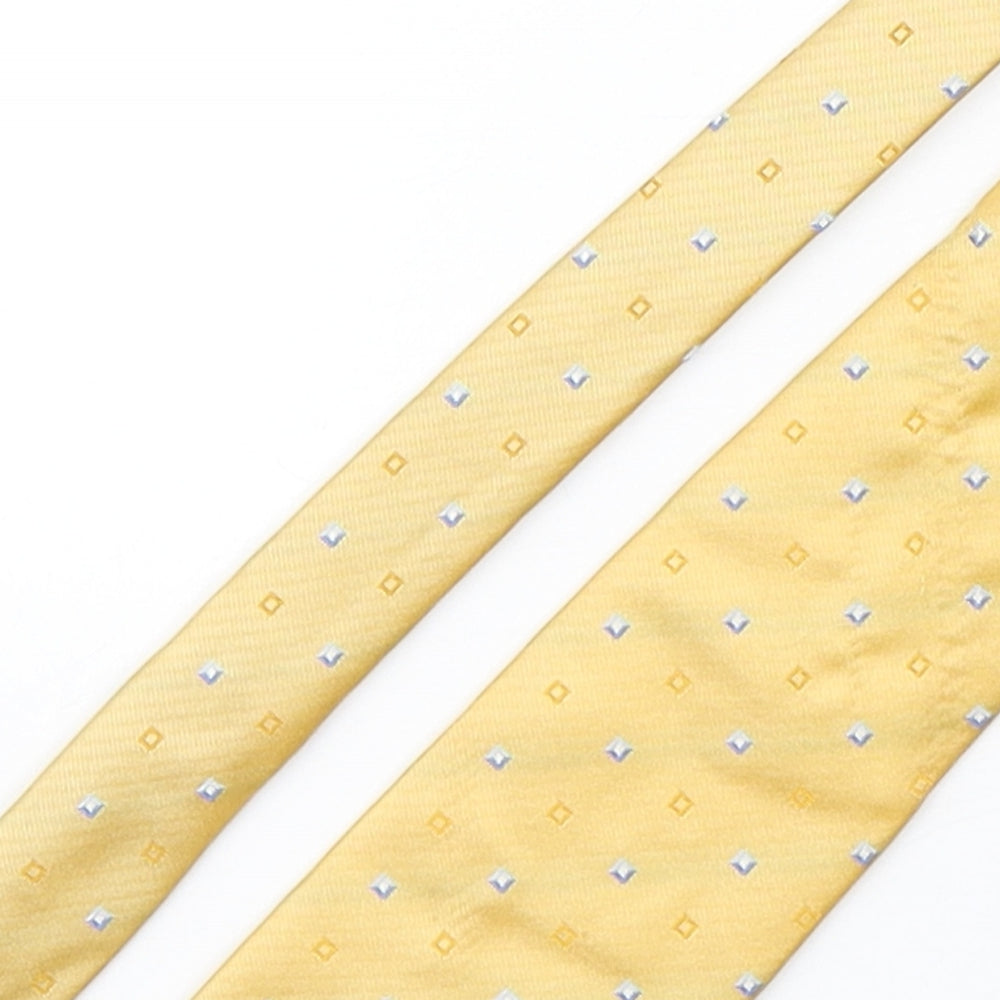 Marks and Spencer Mens Gold Polka Dot Silk Pointed Tie One Size