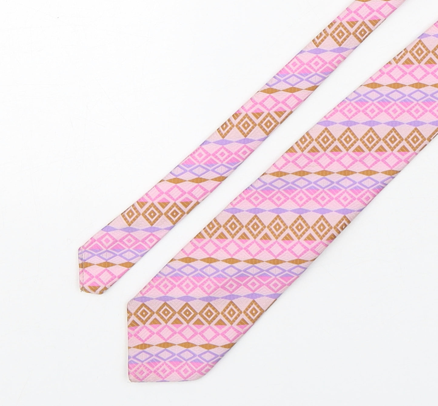Swordsman Mens Pink Geometric Polyester Pointed Tie One Size