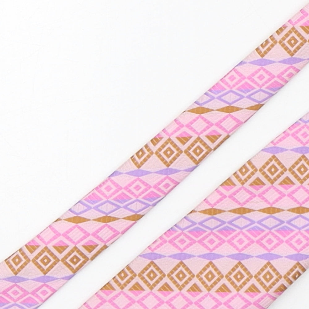 Swordsman Mens Pink Geometric Polyester Pointed Tie One Size