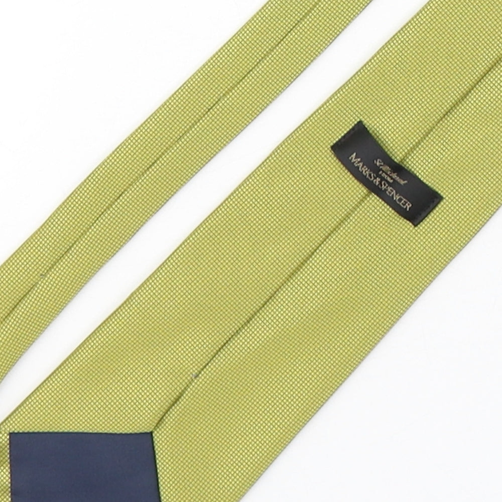 Marks and Spencer Mens Green Plaids & Checks Polyester Pointed Tie One Size
