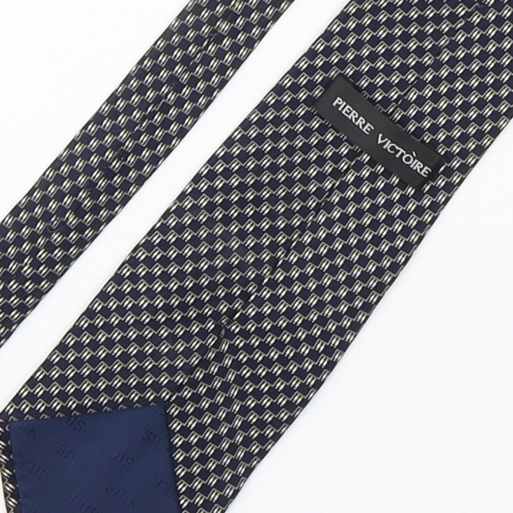 Pierre Victoire  Mens Multicoloured Geometric Silk Pointed Tie One Size