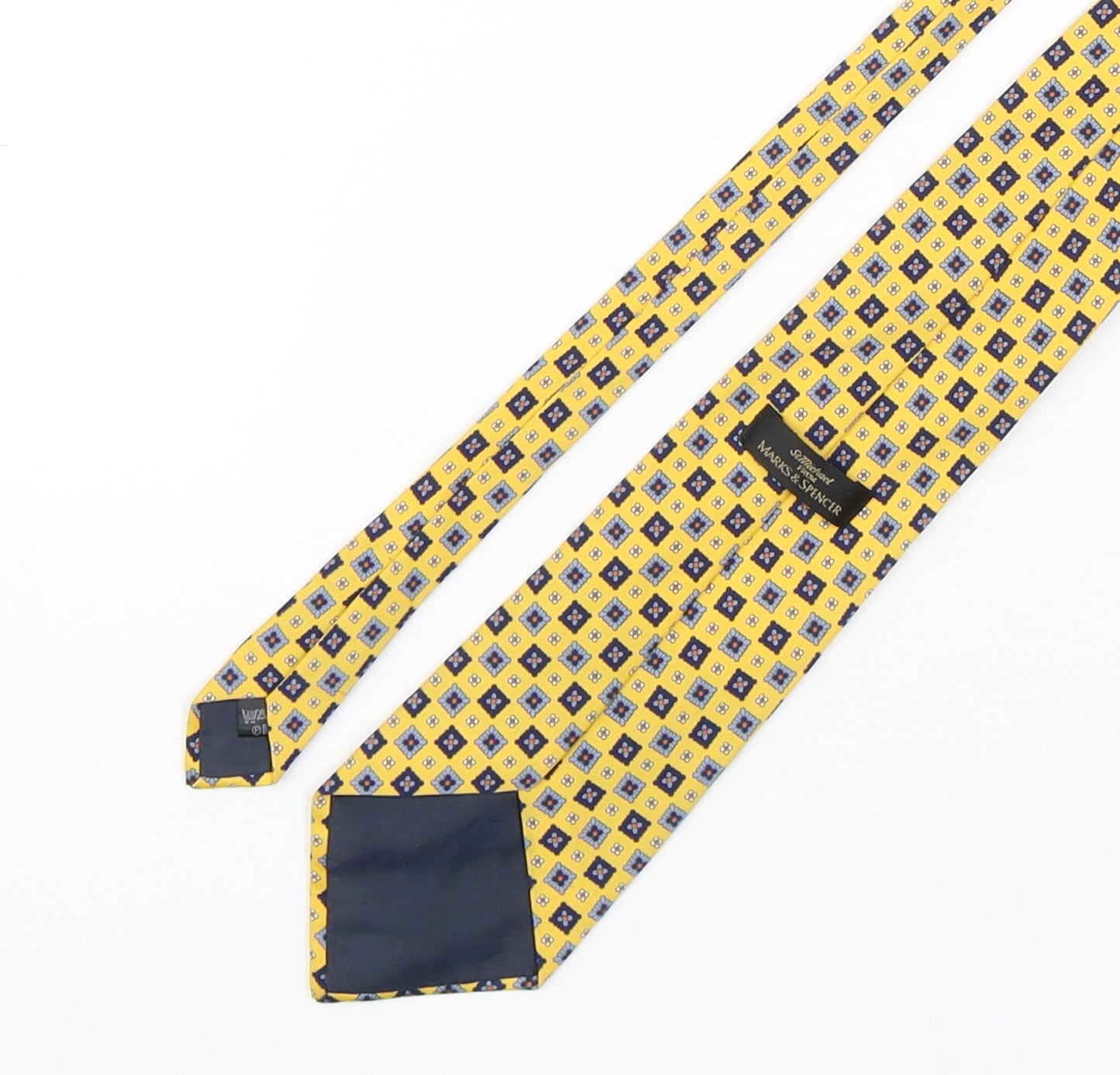 Marks and Spencer Mens Yellow Geometric Polyester Pointed Tie One Size