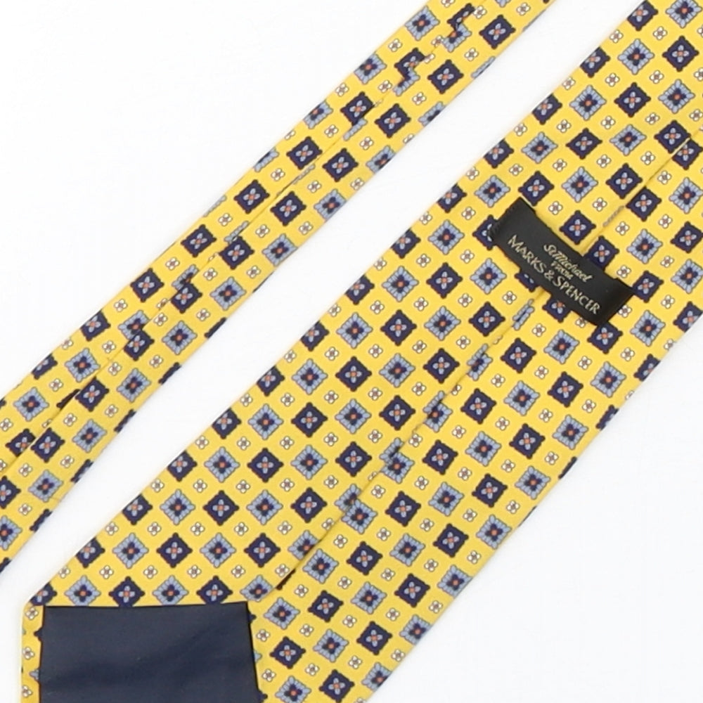 Marks and Spencer Mens Yellow Geometric Polyester Pointed Tie One Size