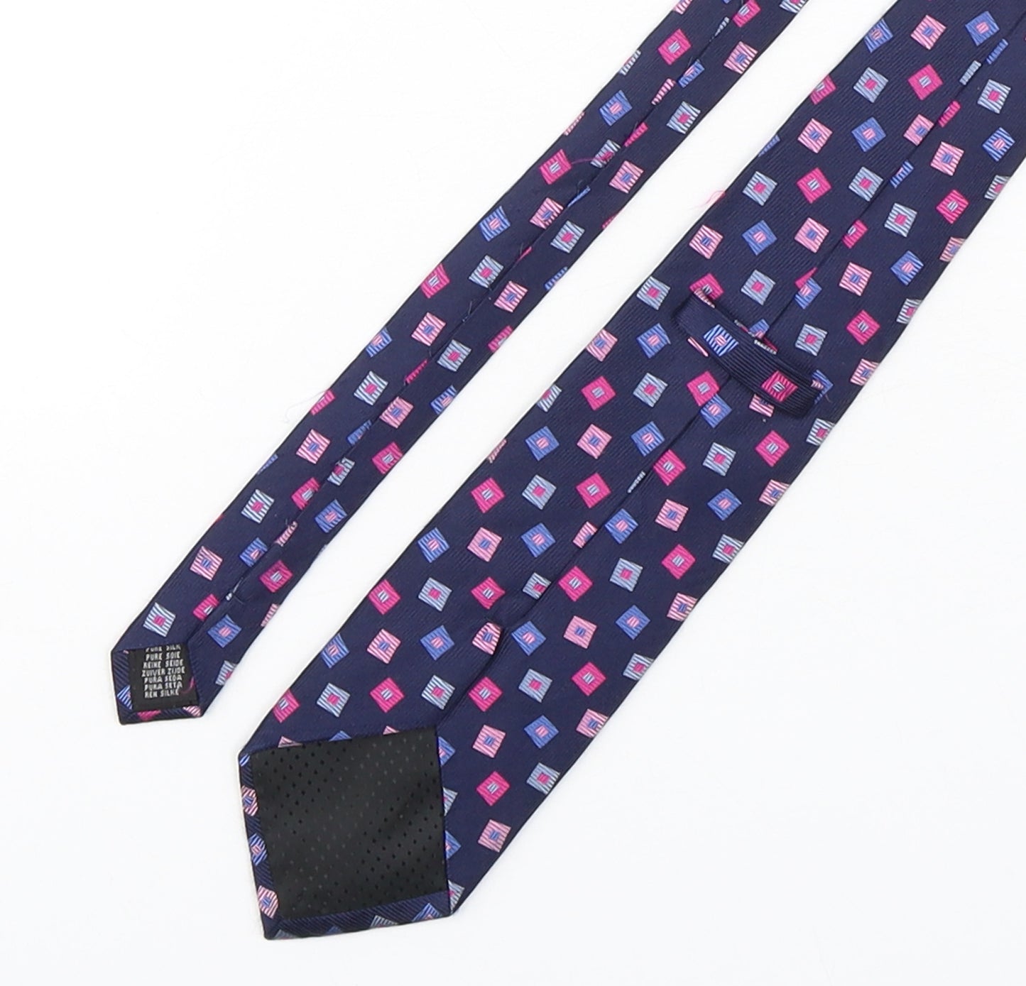 Preworn Mens Multicoloured Geometric Silk Pointed Tie One Size