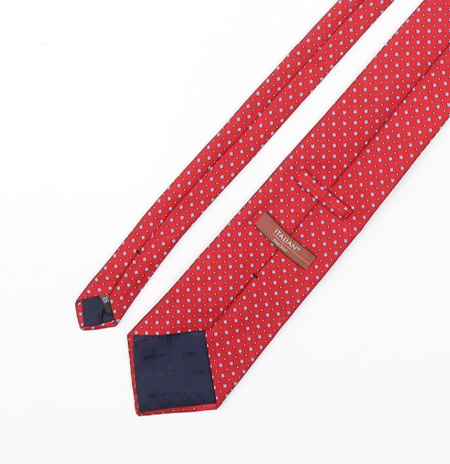 Marks and Spencer Mens Red Floral Silk Pointed Tie One Size