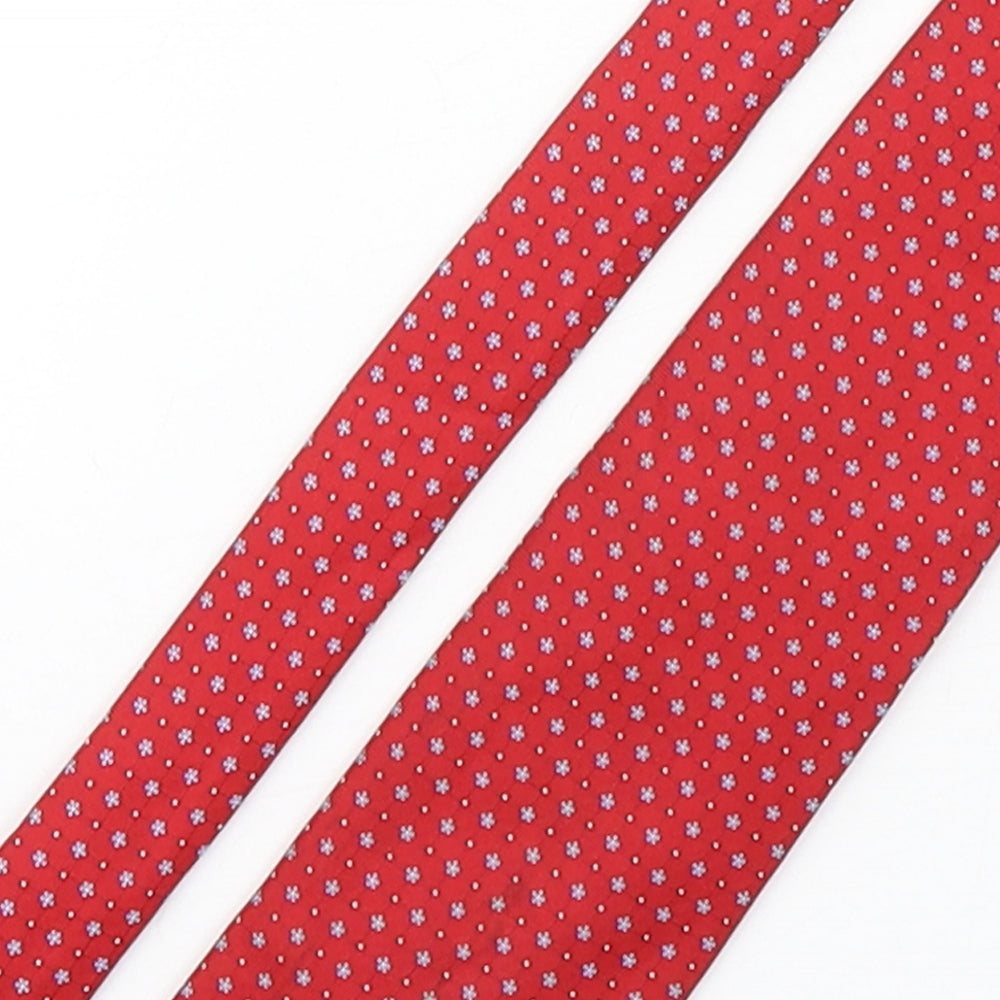 Marks and Spencer Mens Red Floral Silk Pointed Tie One Size