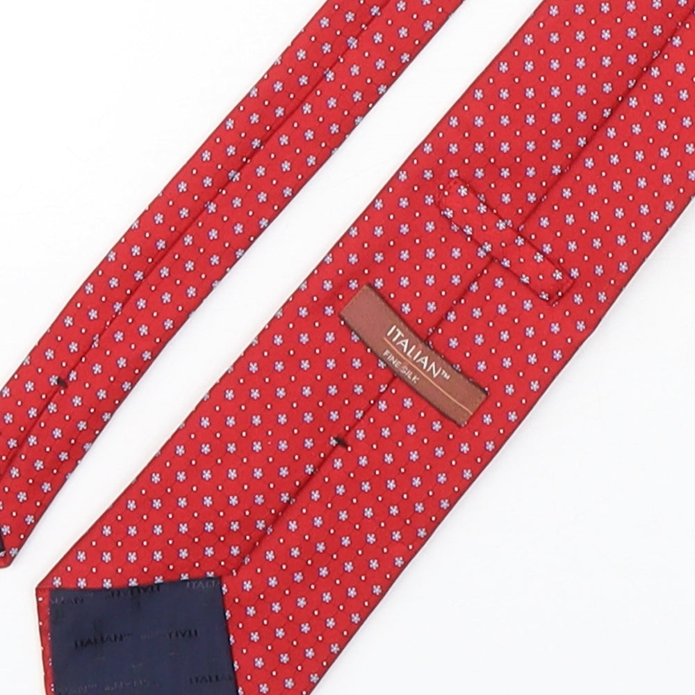 Marks and Spencer Mens Red Floral Silk Pointed Tie One Size