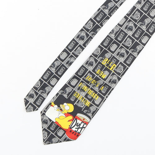 The Simpsons  Mens Grey Geometric Polyester Pointed Tie One Size - Homer Simpson