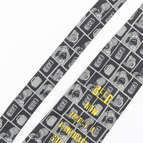 The Simpsons  Mens Grey Geometric Polyester Pointed Tie One Size - Homer Simpson