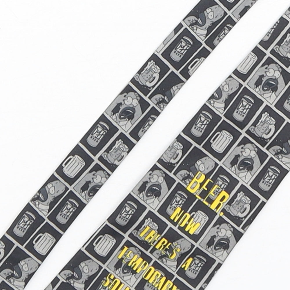 The Simpsons  Mens Grey Geometric Polyester Pointed Tie One Size - Homer Simpson