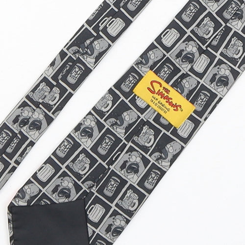 The Simpsons  Mens Grey Geometric Polyester Pointed Tie One Size - Homer Simpson