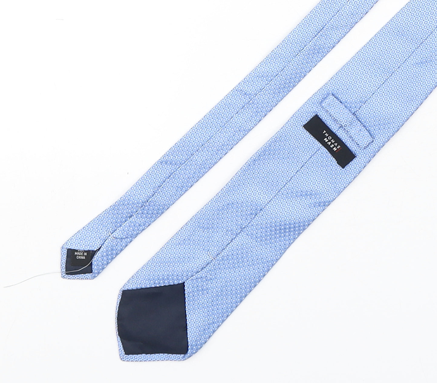 Thomas Nash Mens Blue Polka Dot Silk Pointed Tie One Size