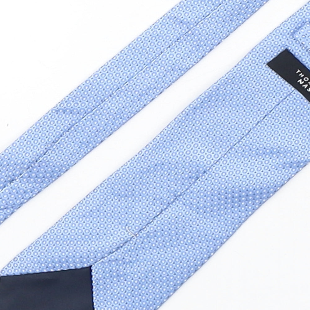Thomas Nash Mens Blue Polka Dot Silk Pointed Tie One Size
