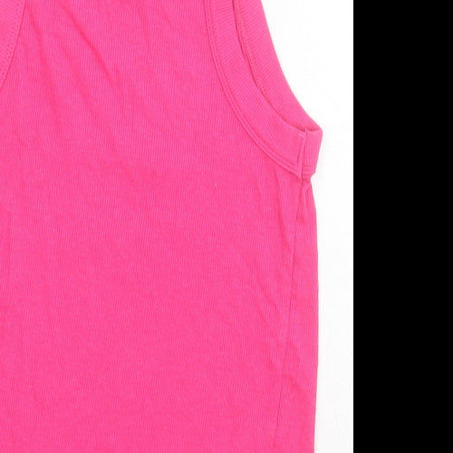 Stradivarius Womens Pink  Cotton Cropped T-Shirt Size L Round Neck