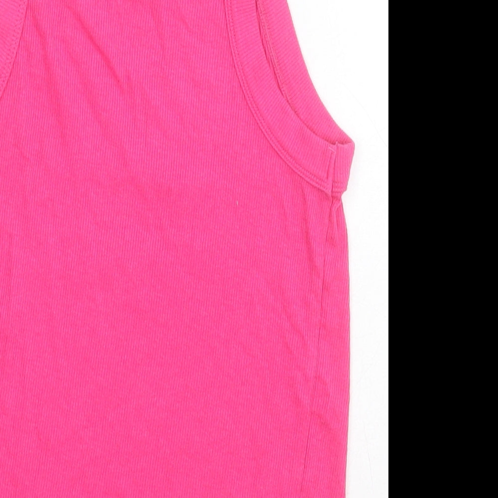 Stradivarius Womens Pink  Cotton Cropped T-Shirt Size L Round Neck