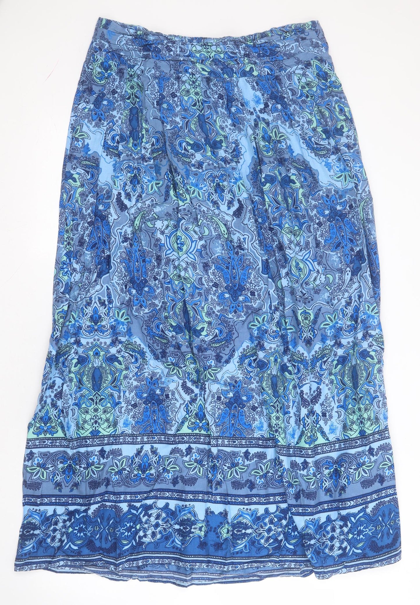 M&Co Womens Blue Paisley Viscose Maxi Skirt Size 12