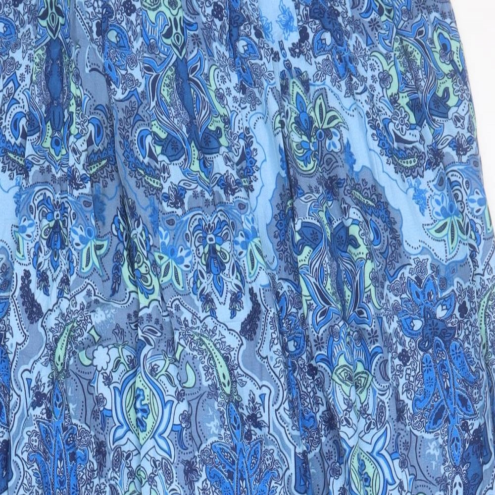 M&Co Womens Blue Paisley Viscose Maxi Skirt Size 12