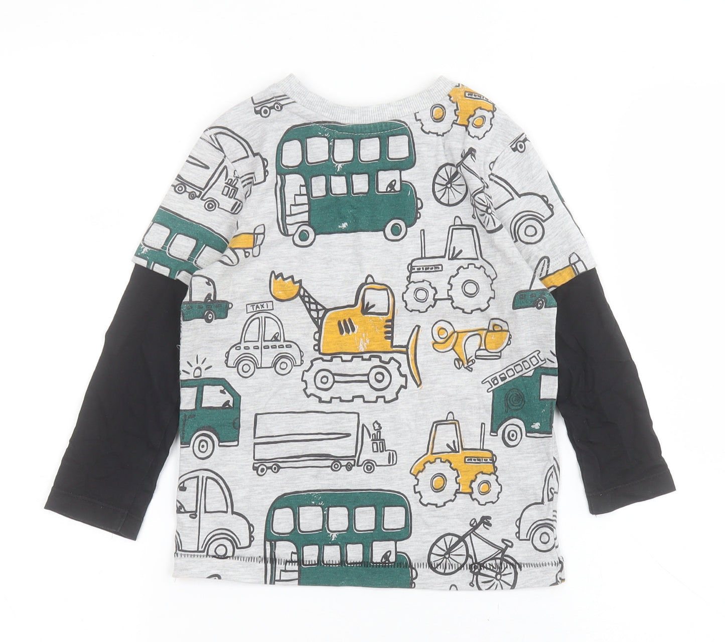 George  Grey  Polyester Basic T-Shirt Size 18-24 Months Round Neck  - Tractor Bus Bike print