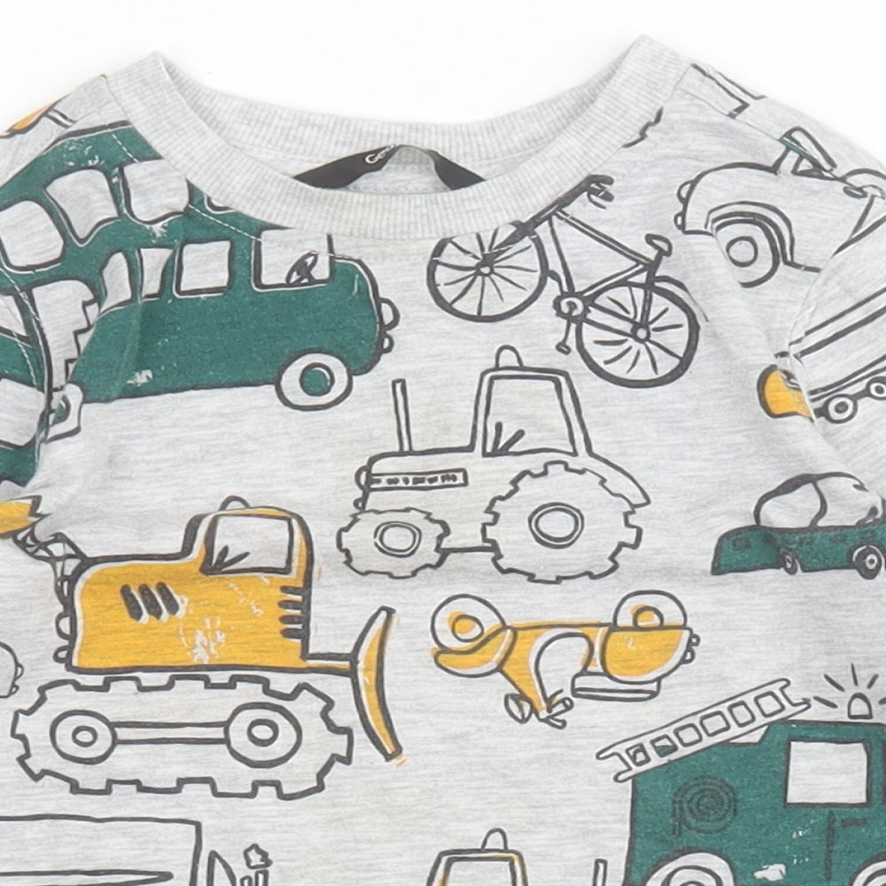 George  Grey  Polyester Basic T-Shirt Size 18-24 Months Round Neck  - Tractor Bus Bike print