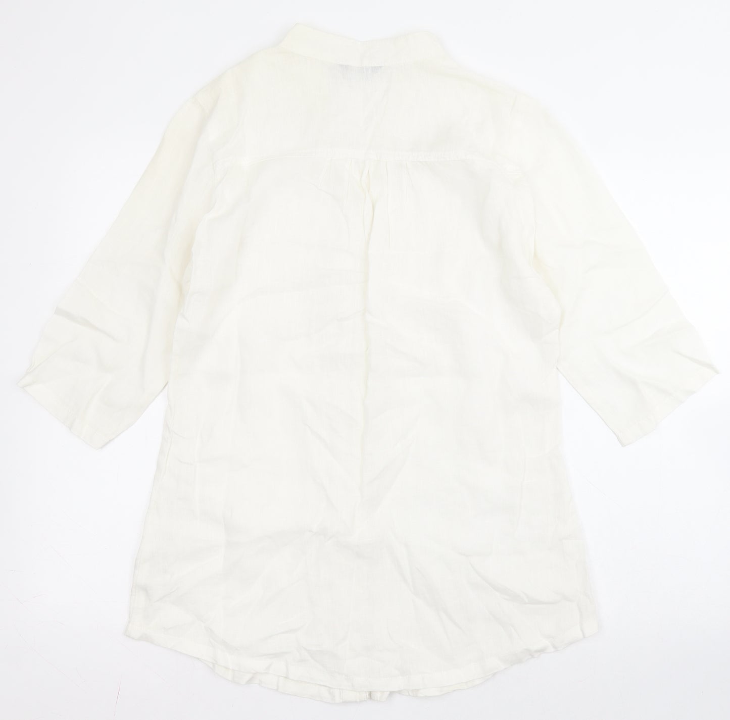 George Womens White  Linen Basic Button-Up Size 14 Collared