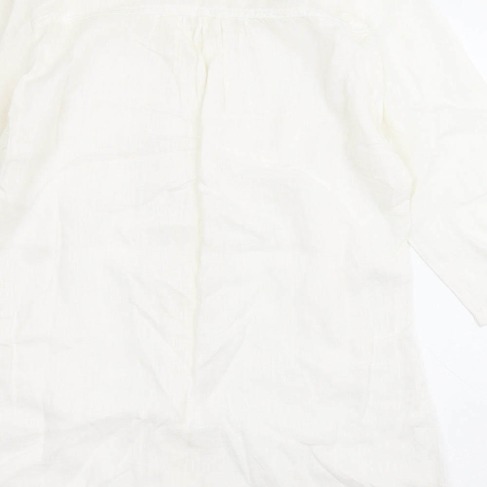 George Womens White  Linen Basic Button-Up Size 14 Collared