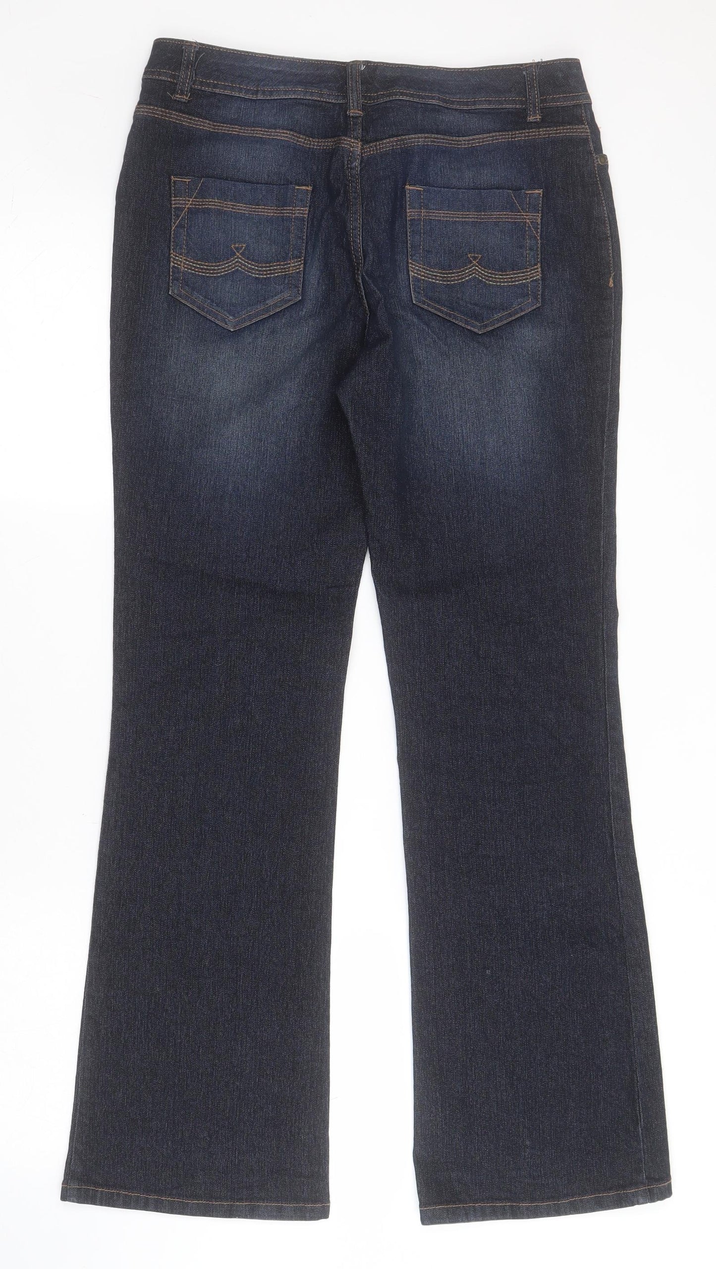 F&F Womens Blue  Cotton Bootcut Jeans Size 10 L30 in Regular Zip