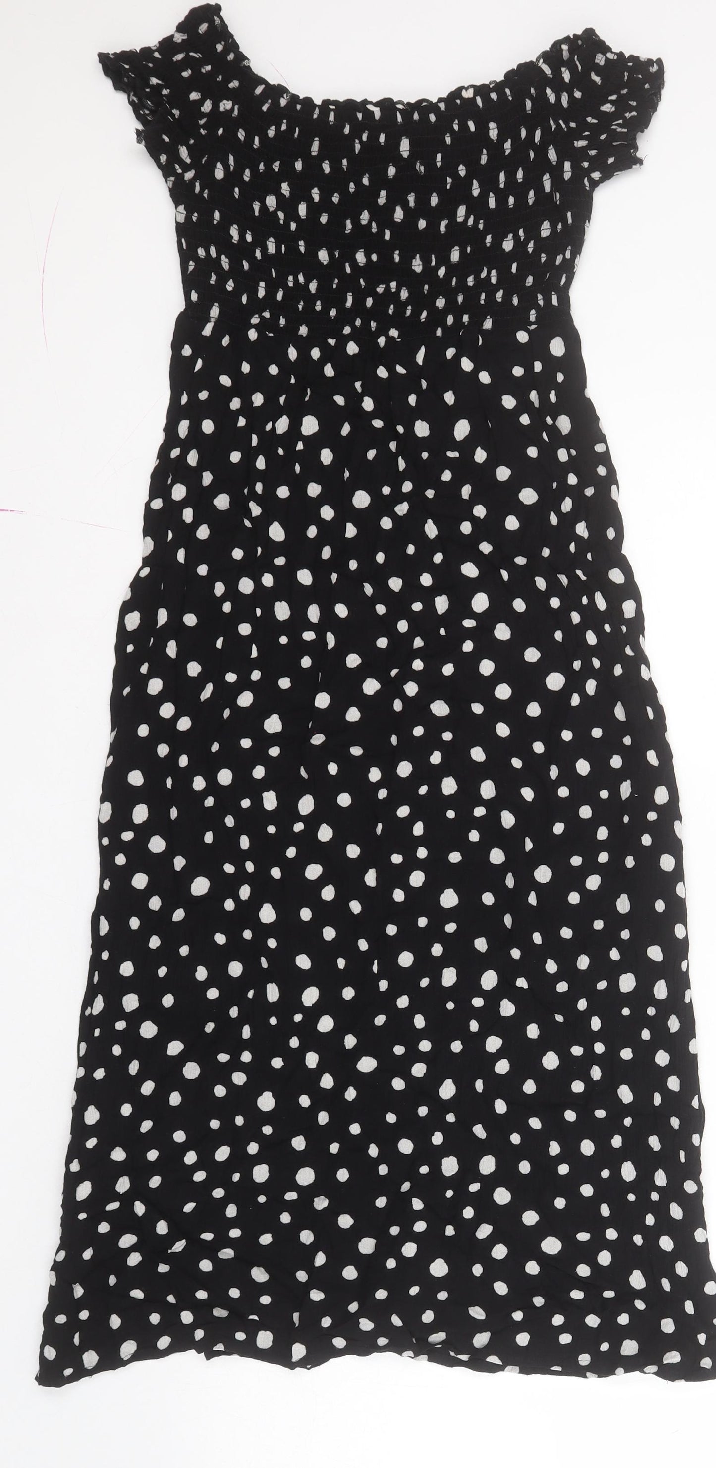 George Womens Beige Polka Dot Viscose Maxi  Size S  Off the Shoulder