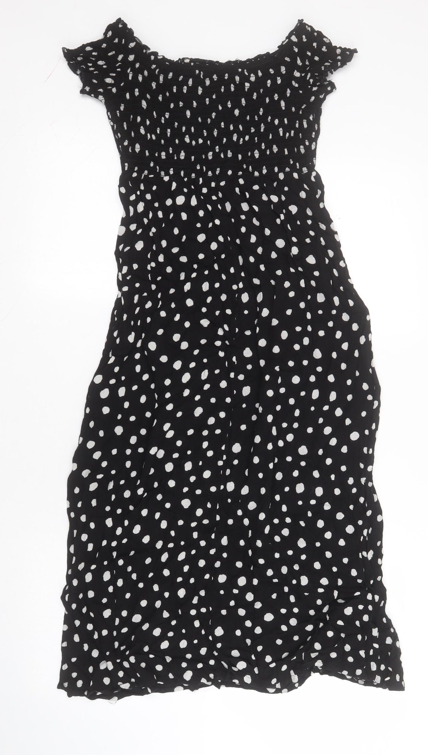 George Womens Beige Polka Dot Viscose Maxi  Size S  Off the Shoulder