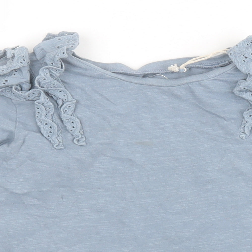 NEXT Girls Blue  100% Cotton Basic T-Shirt Size 3-4 Years Round Neck