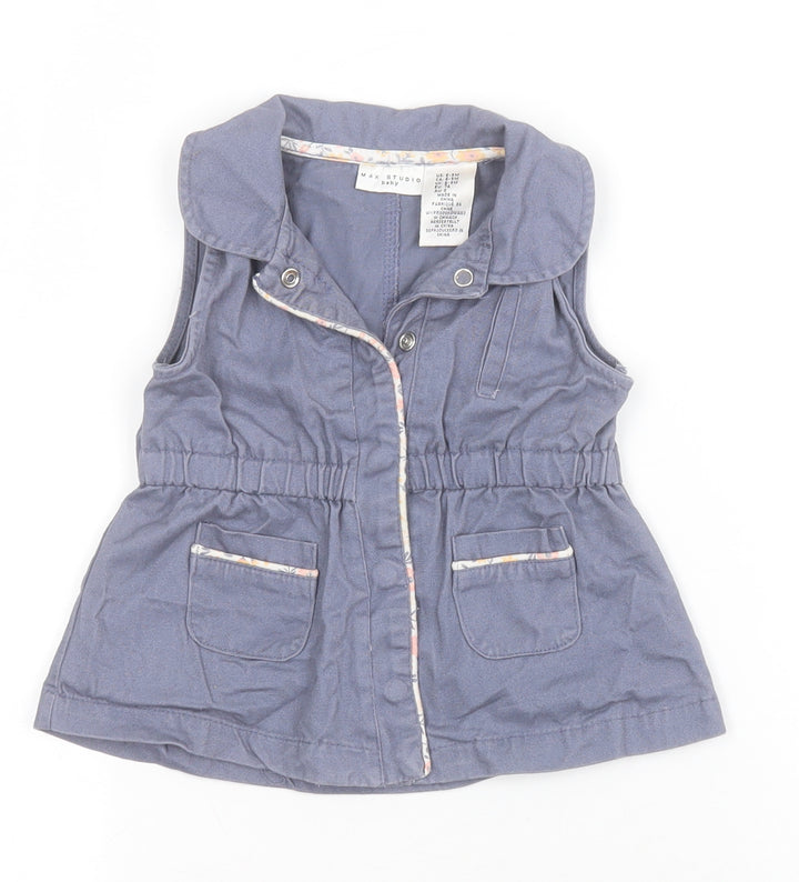 Max Studio Girls Blue Basic Jacket Waistcoat Size 6-9 Months Snap