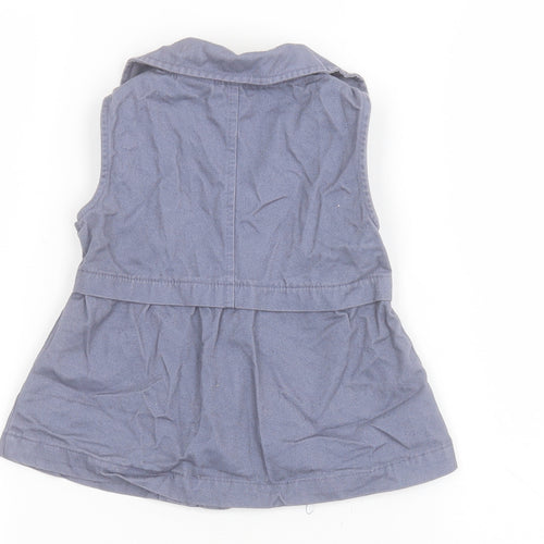 Max Studio Girls Blue   Basic Jacket Waistcoat Size 6-9 Months   Snap