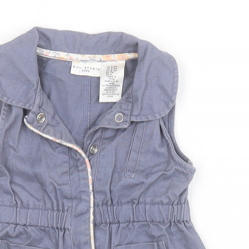 Max Studio Girls Blue   Basic Jacket Waistcoat Size 6-9 Months   Snap