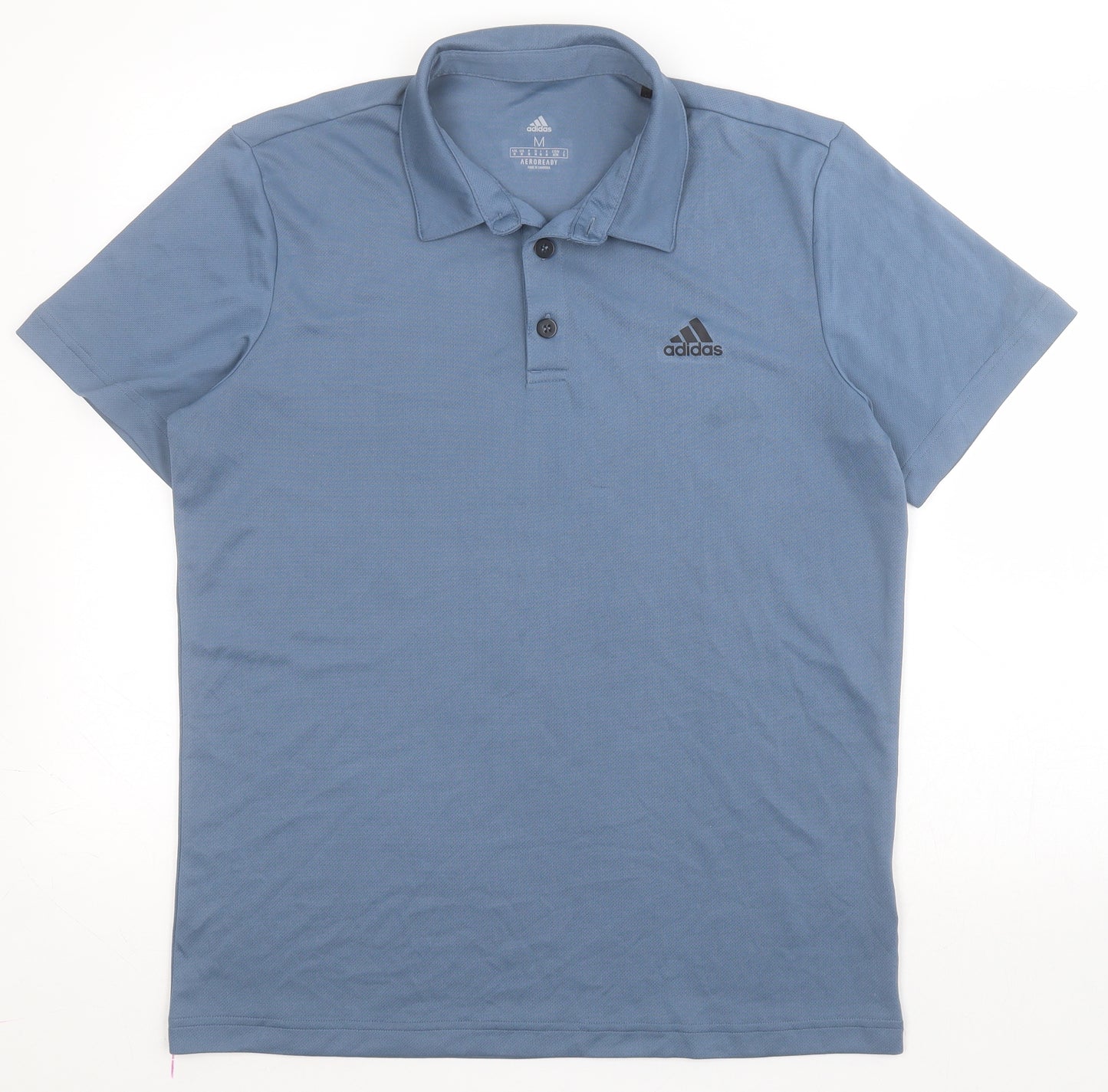 adidas Mens Blue  Polyester  Polo Size M Collared Button