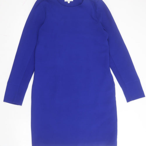 Warehouse Womens Blue  Polyester Shift  Size 8  Round Neck Zip