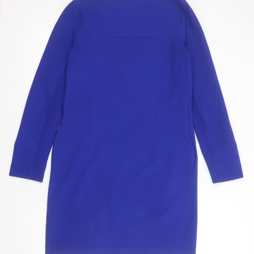 Warehouse Womens Blue  Polyester Shift  Size 8  Round Neck Zip