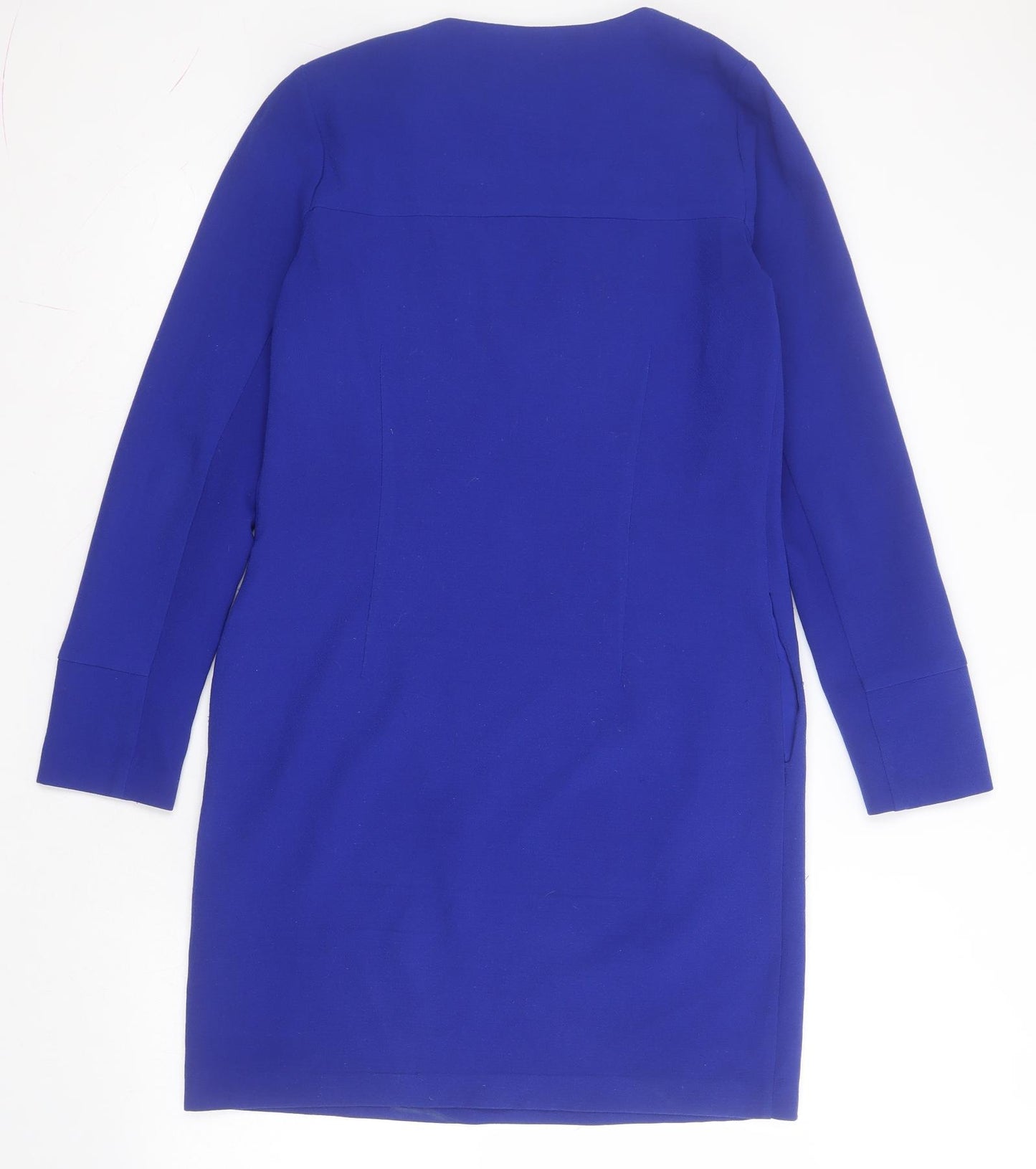 Warehouse Womens Blue  Polyester Shift  Size 8  Round Neck Zip