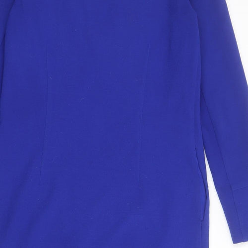 Warehouse Womens Blue  Polyester Shift  Size 8  Round Neck Zip
