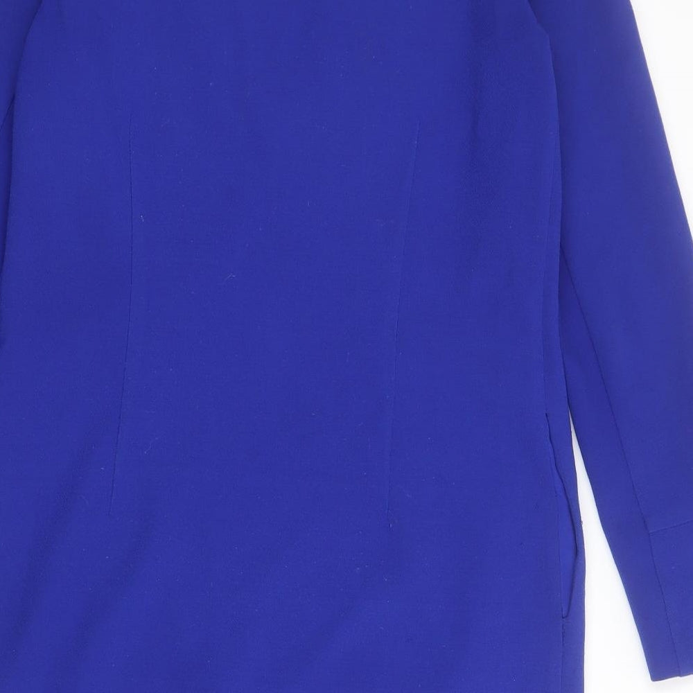 Warehouse Womens Blue  Polyester Shift  Size 8  Round Neck Zip