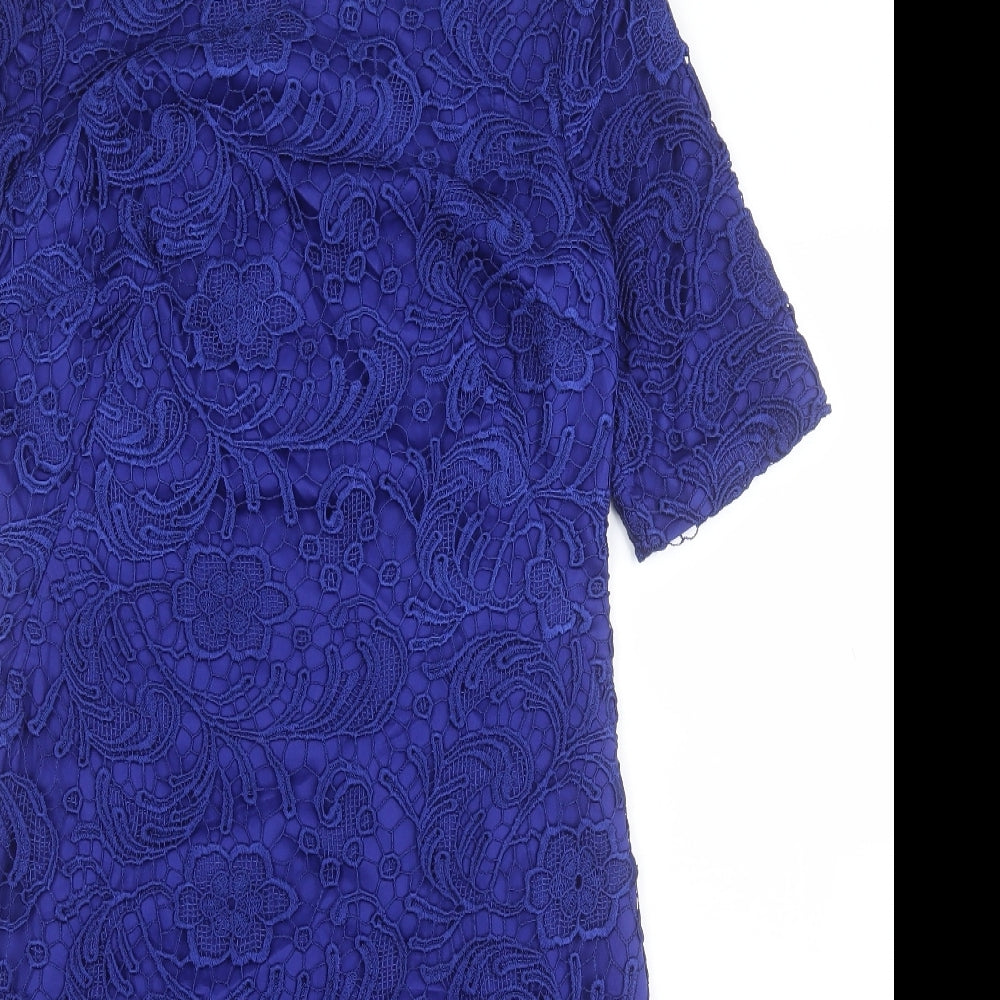 Monsson Womens Blue  Cotton A-Line  Size 10  Round Neck Zip