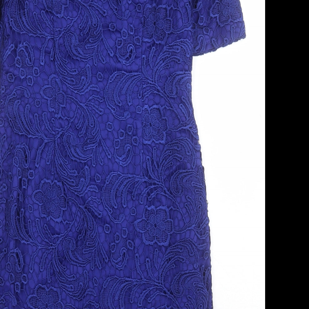 Monsson Womens Blue  Cotton A-Line  Size 10  Round Neck Zip
