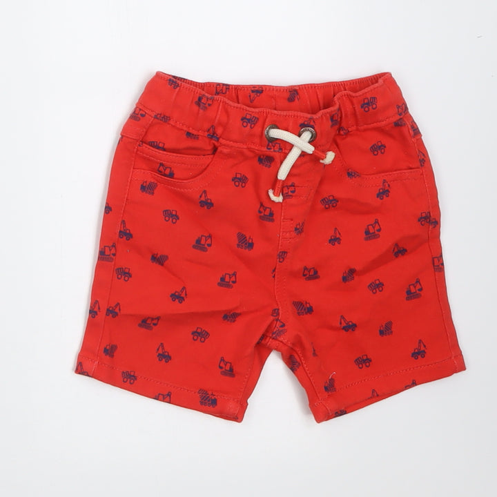 George Boys Red Geometric Cotton Bermuda Shorts Size 2 Years  Regular Tie - trucks