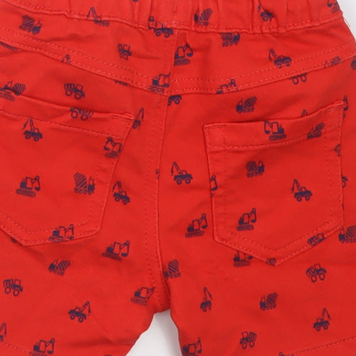 George Boys Red Geometric Cotton Bermuda Shorts Size 2 Years  Regular Tie - trucks