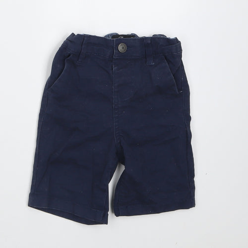Primark Boys Blue  Cotton Cropped Trousers Size 12-18 Months  Button