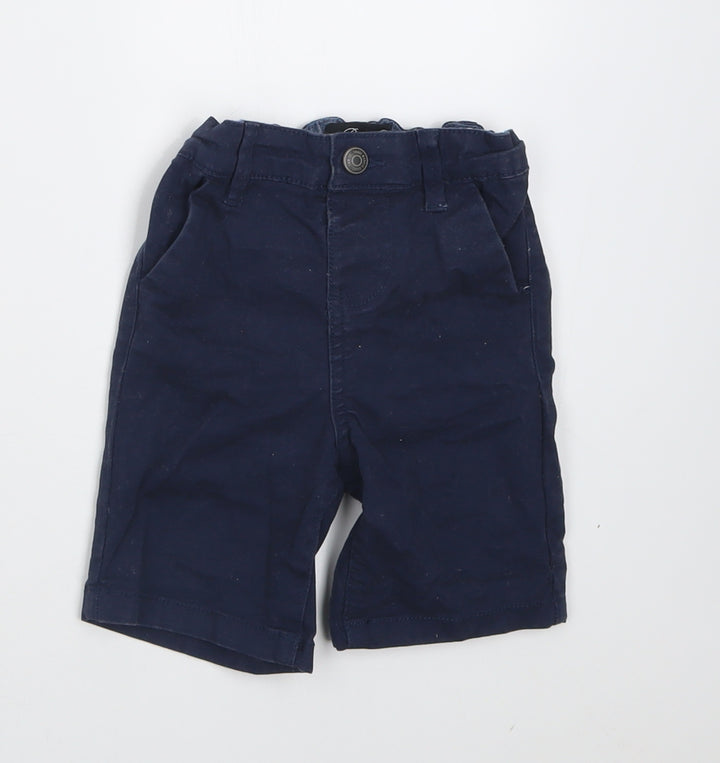 Primark Boys Blue  Cotton Cropped Trousers Size 12-18 Months  Button