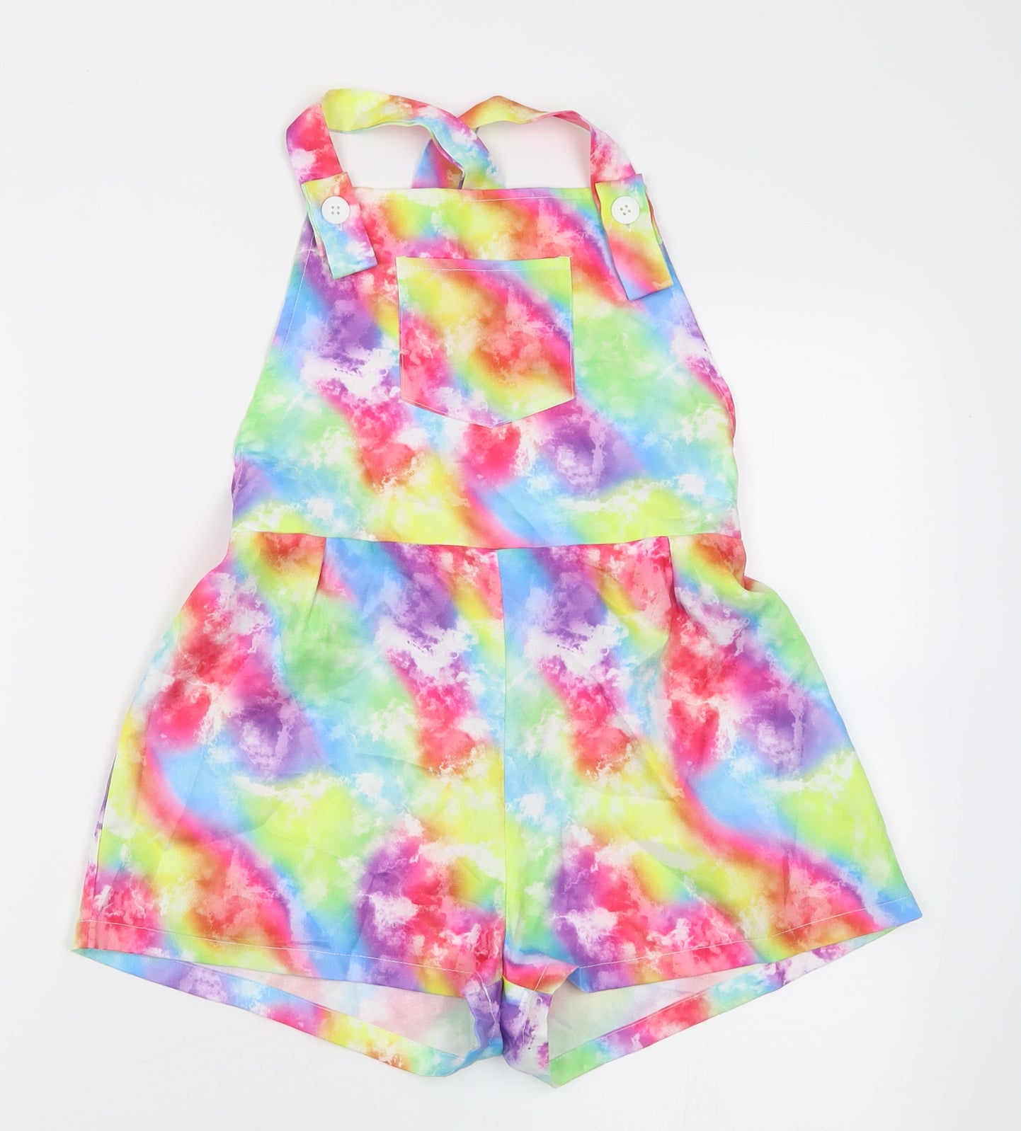 SheIn Girls Multicoloured Tie Dye Polyester Playsuit One-Piece Size 11-12 Years  Button