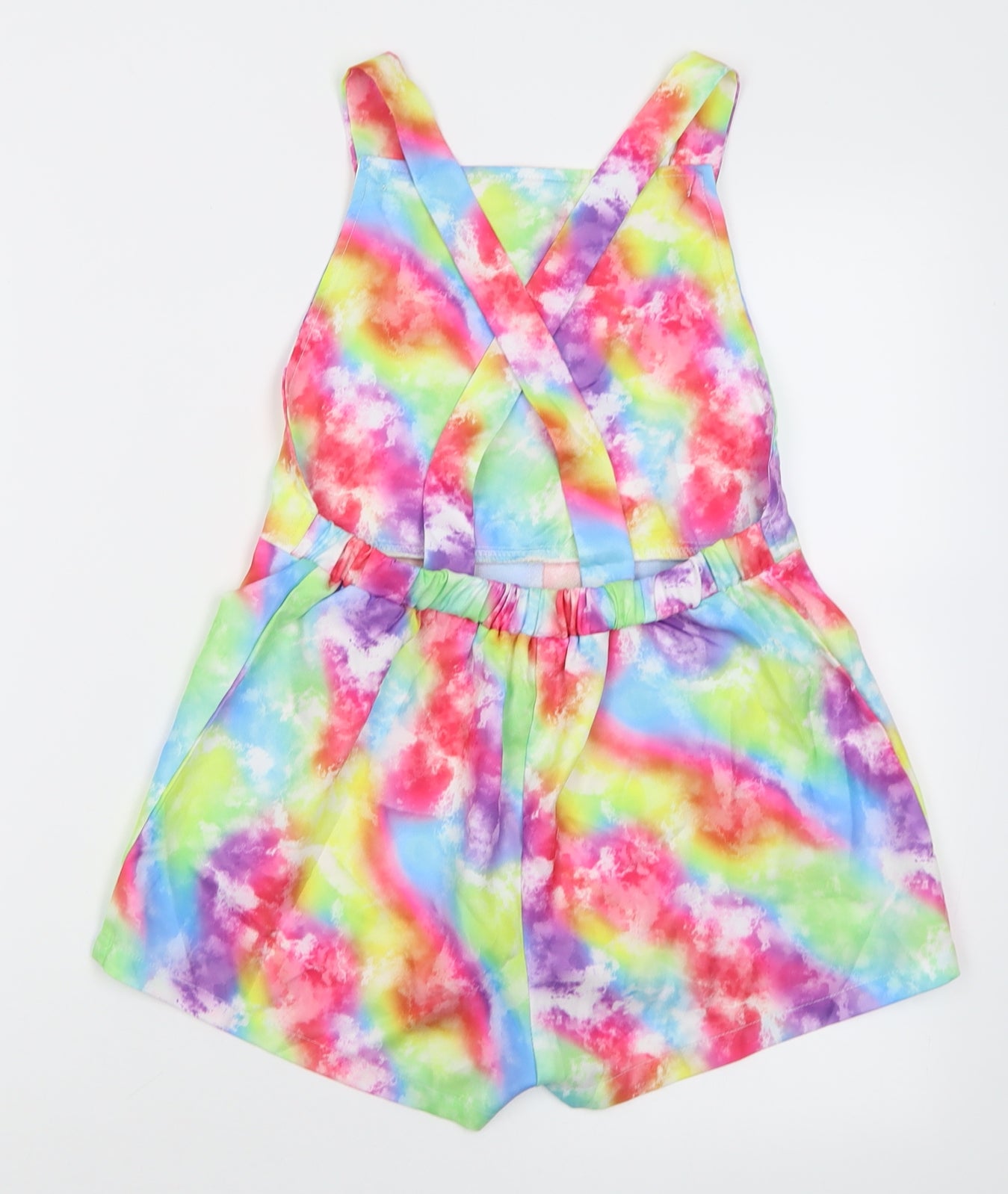 SheIn Girls Multicoloured Tie Dye Polyester Playsuit One-Piece Size 11-12 Years  Button